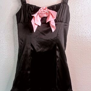 XXS - Black Dress with Pink Rose Accent